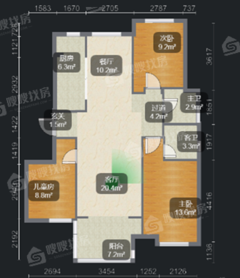 观峰嘉邸3室2厅2卫107㎡