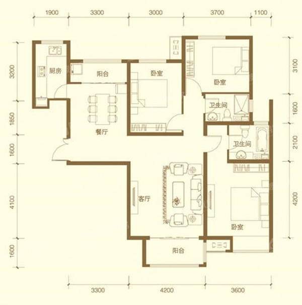 星河盛世城3室2厅2卫136㎡