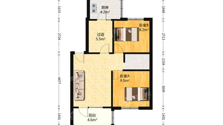 翟营大街液化气宿舍2室2厅1卫63㎡