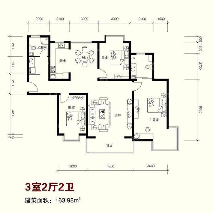 卓达星辰花园3室2厅2卫161㎡