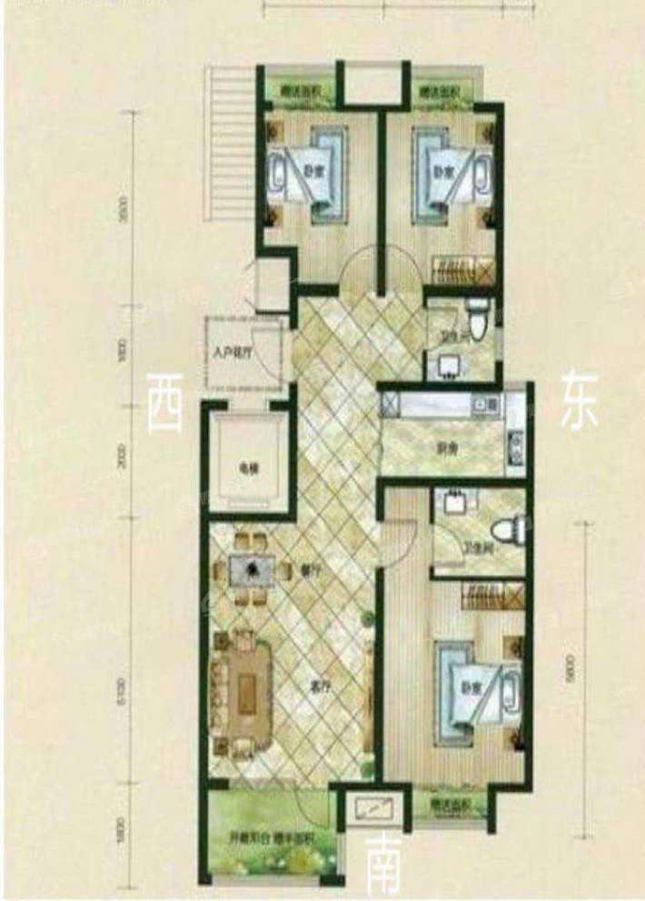 荣盛兰亭苑3室1厅2卫110㎡