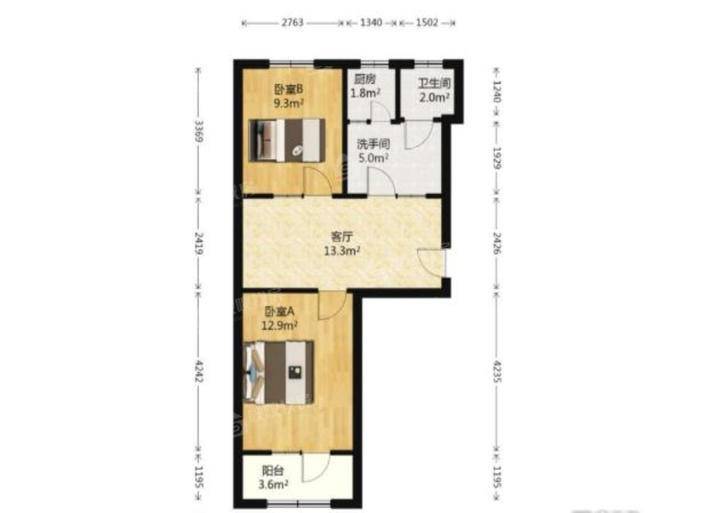 850厂宿舍2室1厅1卫61㎡