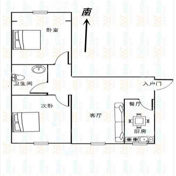 龙玺御园2室2厅1卫90㎡