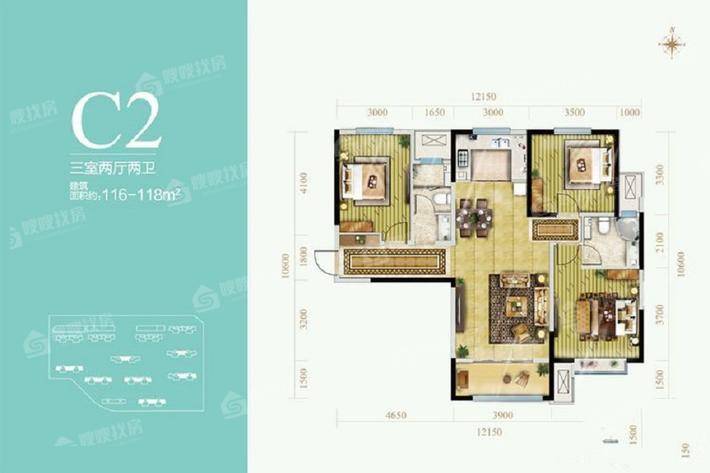 保利西悦春天3室2厅2卫118㎡