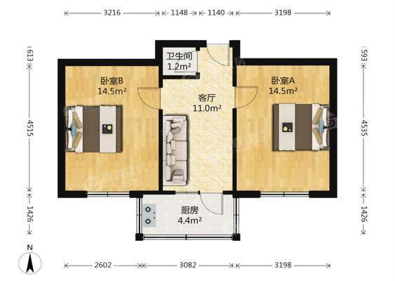 铁路16宿舍2室1厅1卫62㎡