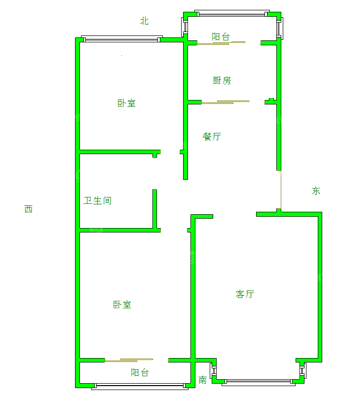 御景园2室2厅1卫96㎡