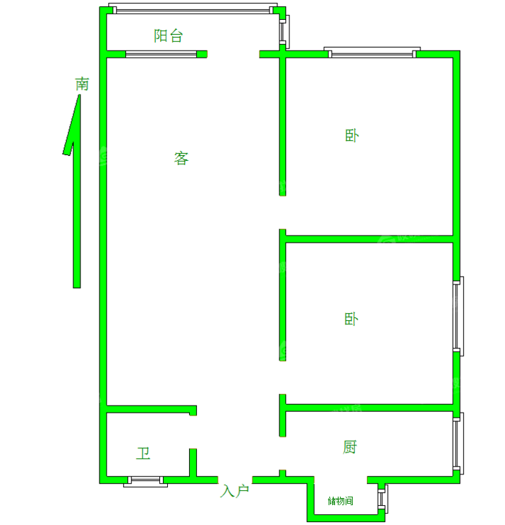 朝阳二区2室1厅1卫61㎡