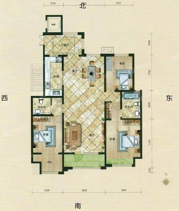 荣盛兰亭苑3室2厅2卫152㎡