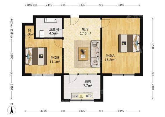 石府小区2室2厅1卫76㎡