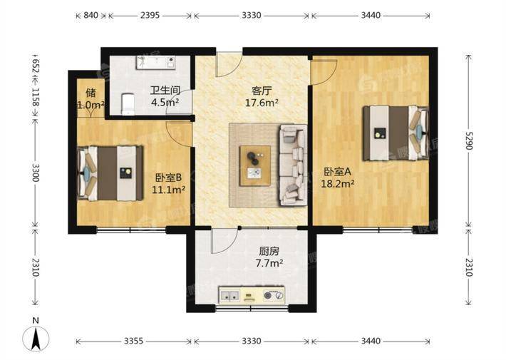 石府小区2室2厅1卫76㎡