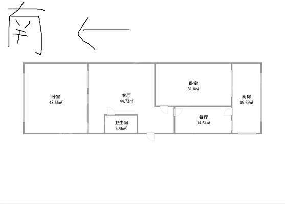 石洞子沟物资局家属楼2室1厅1卫58㎡