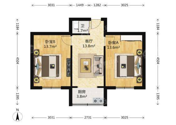 东苑小区北院（槐北路392号）2室1厅1卫60㎡