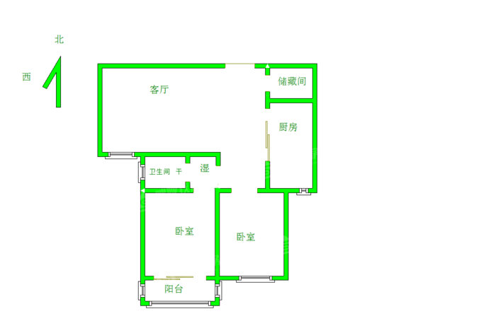 凤凰城（B区）2室2厅1卫90㎡
