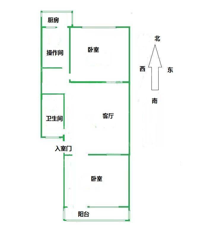 朝阳一区2室2厅1卫63㎡