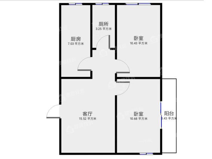 裕东小区2室1厅1卫61㎡