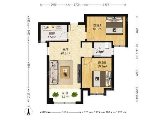 安联新青年广场2室2厅1卫78㎡