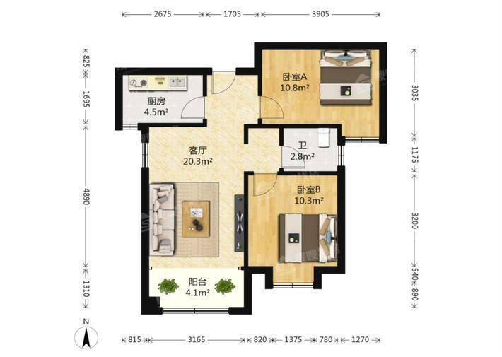 安联新青年广场2室2厅1卫78㎡