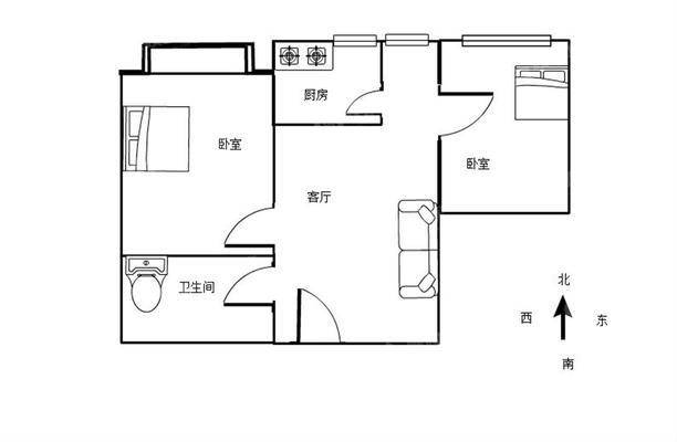 世茂国际2室2厅1卫72㎡