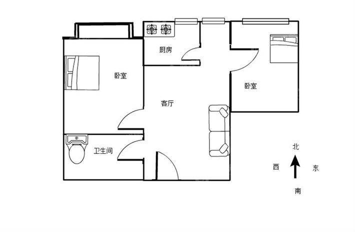 世茂国际2室2厅1卫72㎡