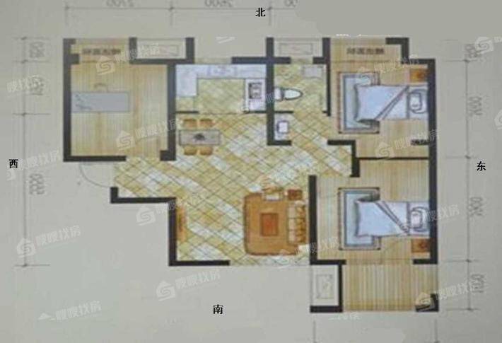 阿尔卡迪亚锦绣天地B区3室2厅1卫88㎡