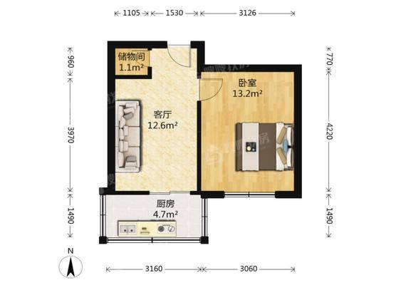 青园小区1室1厅1卫35㎡