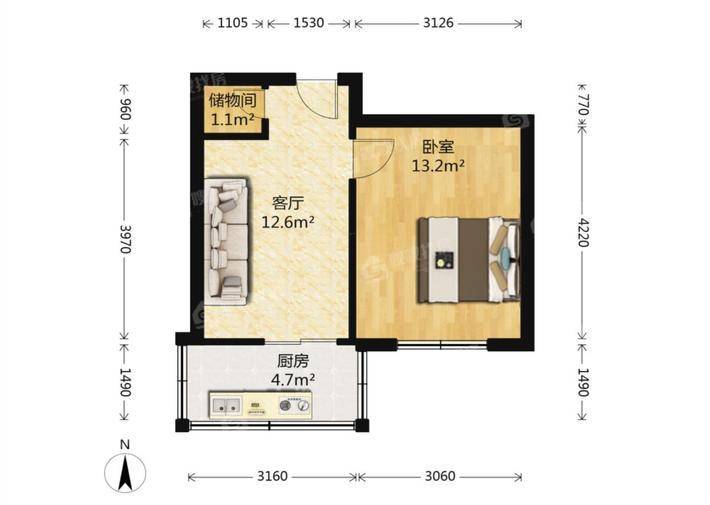 青园小区1室1厅1卫35㎡