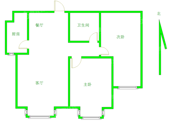 世茂国际2室1厅1卫67㎡