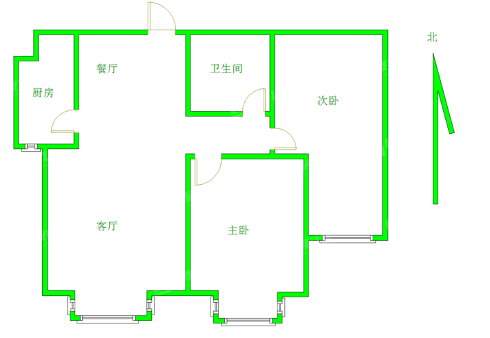 世茂国际2室1厅1卫67㎡