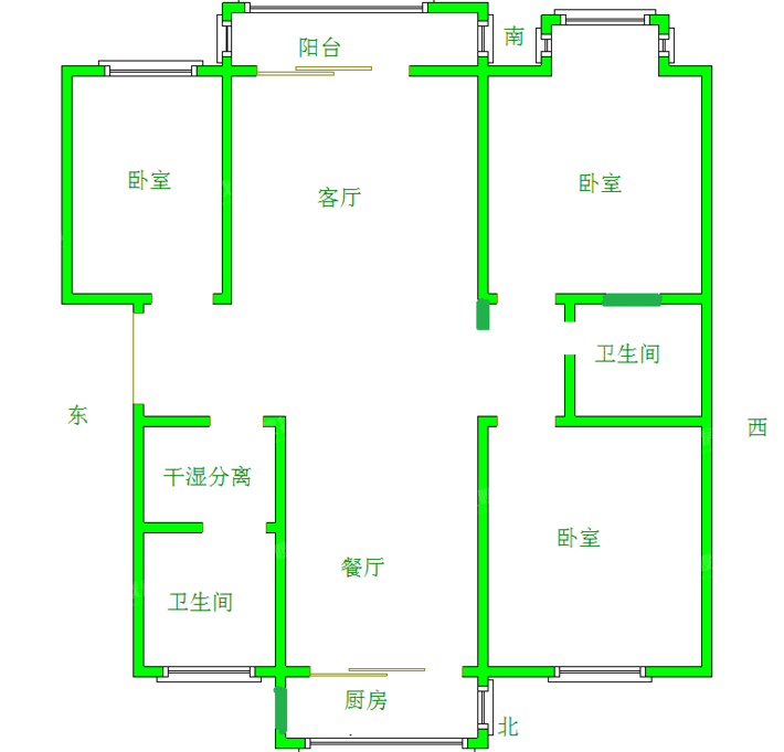 御宇花园三期3室2厅2卫116㎡