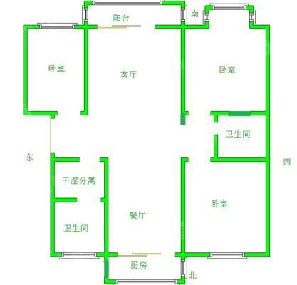 御宇花园三期3室2厅2卫116㎡