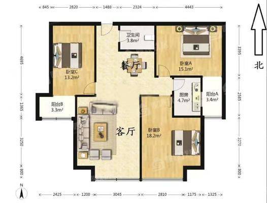 冠城3室2厅2卫123㎡