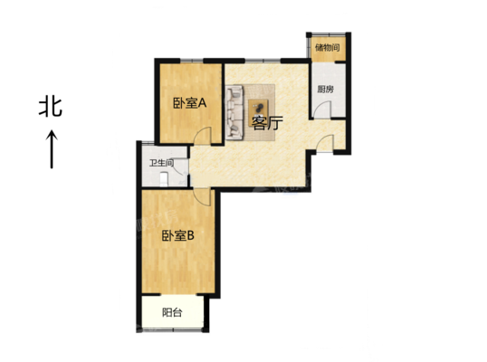 中城蓝溪谷2室2厅1卫95㎡