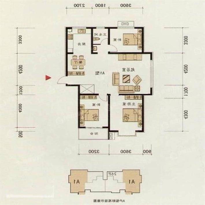 塞纳左岸3室1厅1卫120㎡