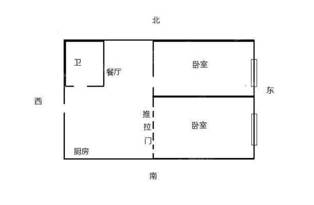 鼓楼上城西院2室2厅1卫64㎡