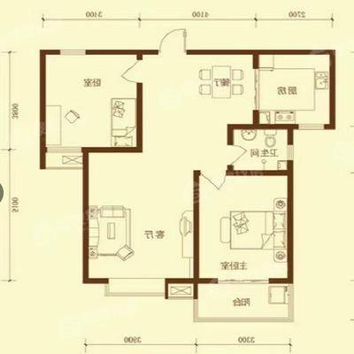 和合美家2室2厅1卫98㎡