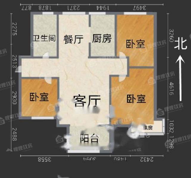 润都荣园3室2厅1卫110㎡