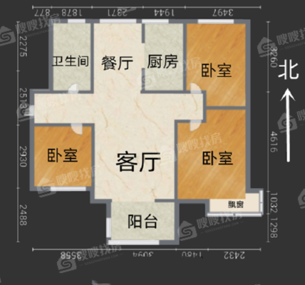 润都荣园3室2厅1卫111㎡