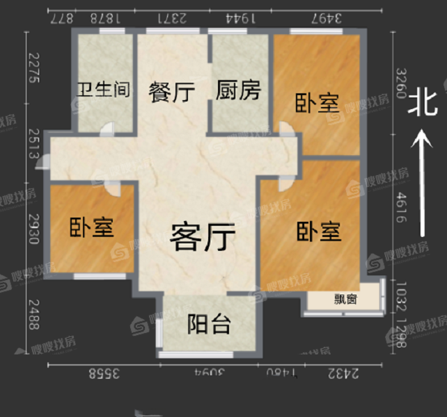 润都荣园3室2厅1卫111㎡