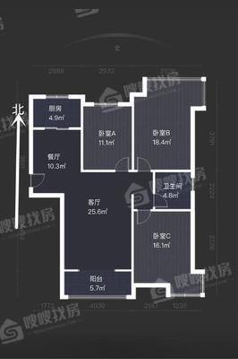 上河原著3室2厅1卫134㎡