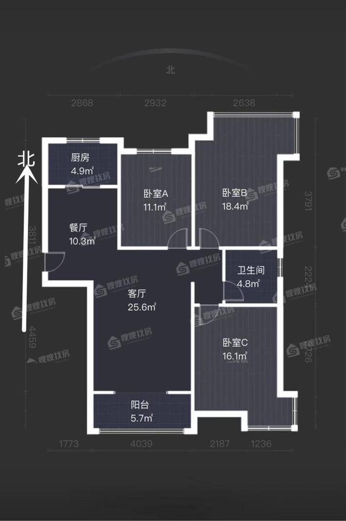 上河原著3室2厅1卫134㎡