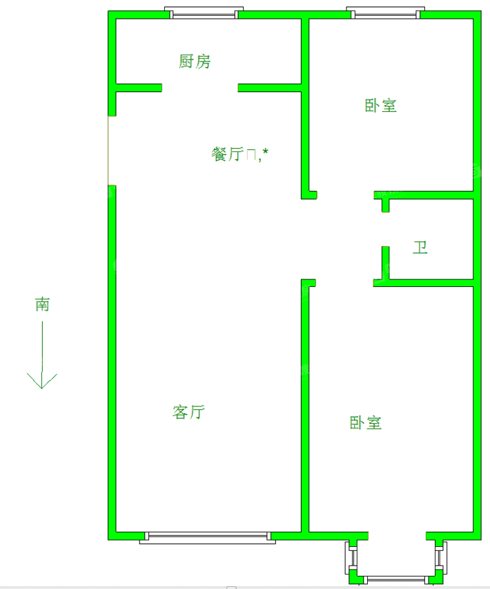 御河新城西区2室2厅1卫104㎡