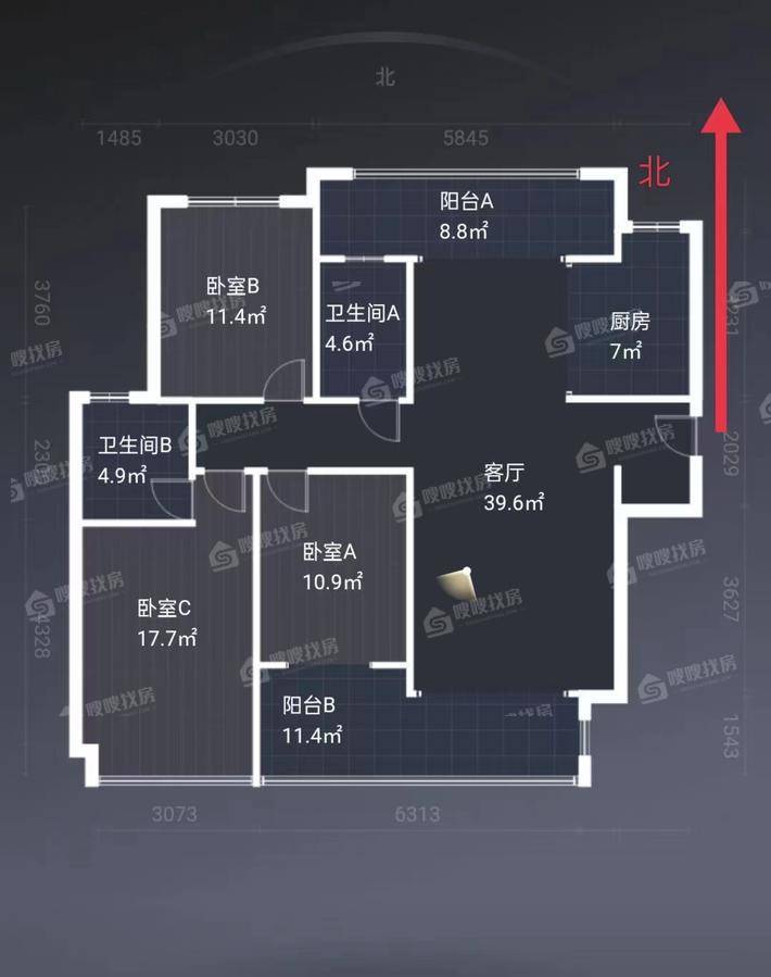 盛邦花园六区3室2厅2卫140㎡