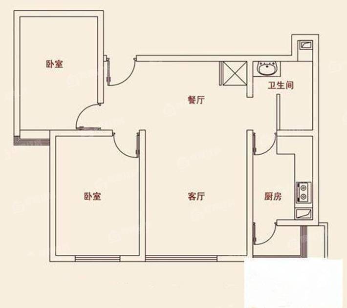 西山庭院2室2厅1卫88㎡