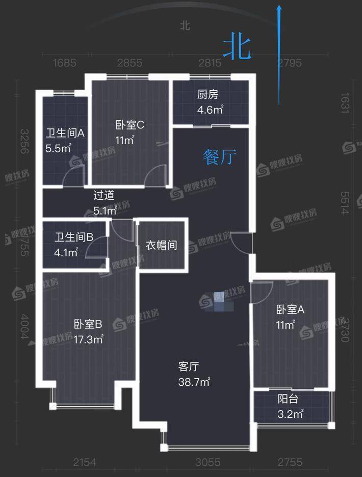 阿尔卡迪亚（荣景园）3室2厅2卫139㎡