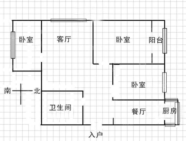 会龙山小区3室1厅1卫85㎡