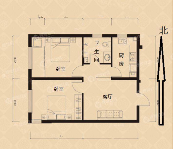 想象国际南区2室2厅1卫75㎡