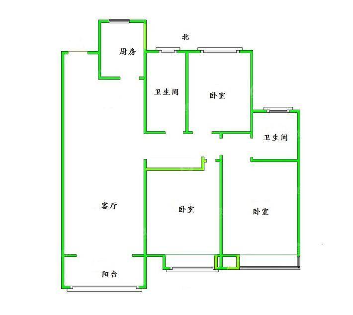 保利花园3室2厅1卫138㎡