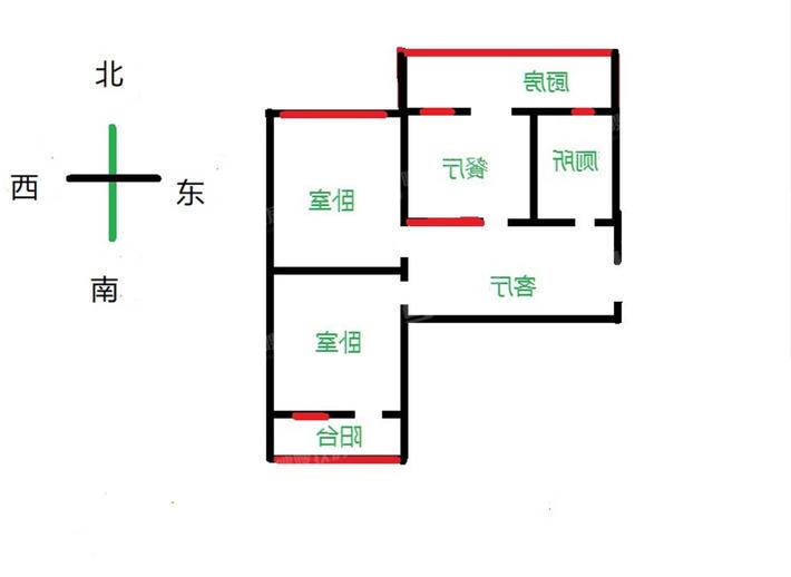 电业局小区（医院东街南）2室1厅1卫62㎡