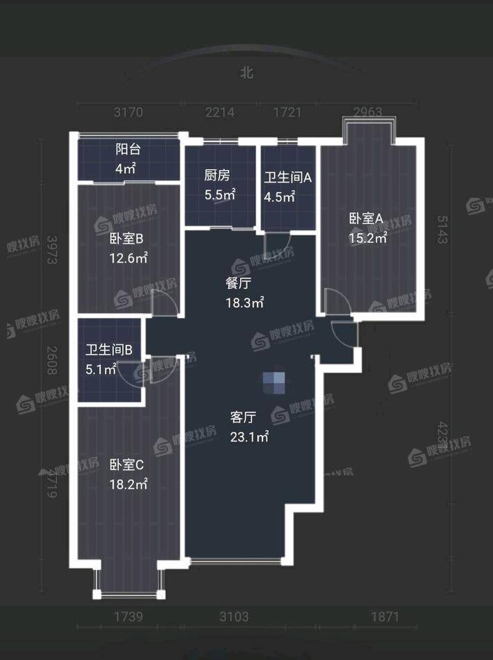 冠城3室2厅2卫139㎡