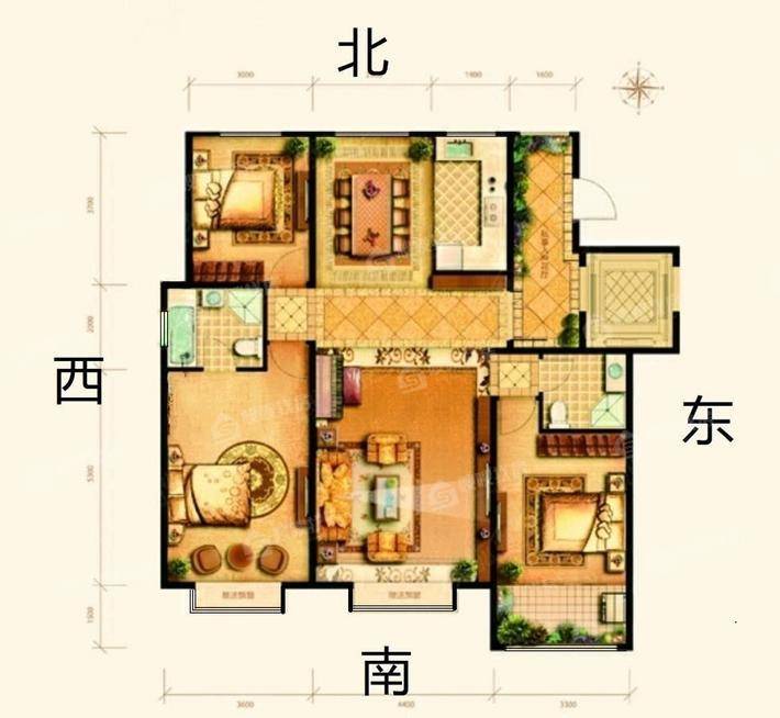 天成名著四期3室2厅2卫136㎡